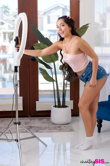 Latina with Small Tits Rides Her Partner's Cock on the Sofa