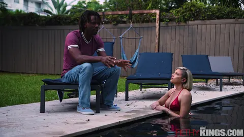 Kyla Keys: Short-Haired Blonde Takes Interracial Anal by the Pool – photo 1 of 15