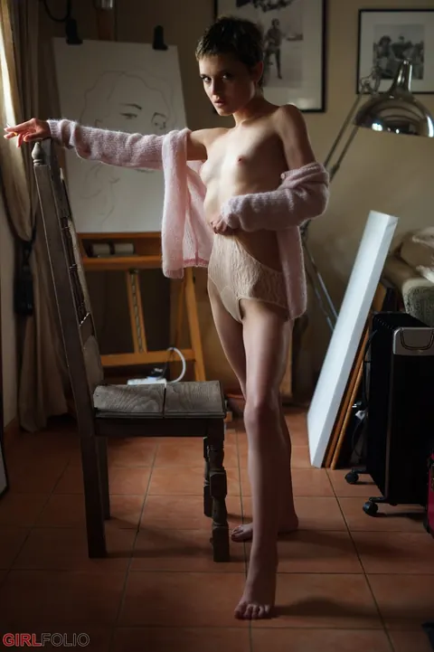 Caterina Foxy: Skinny Brunette with Short Hair Poses in Panties – photo 10 of 12