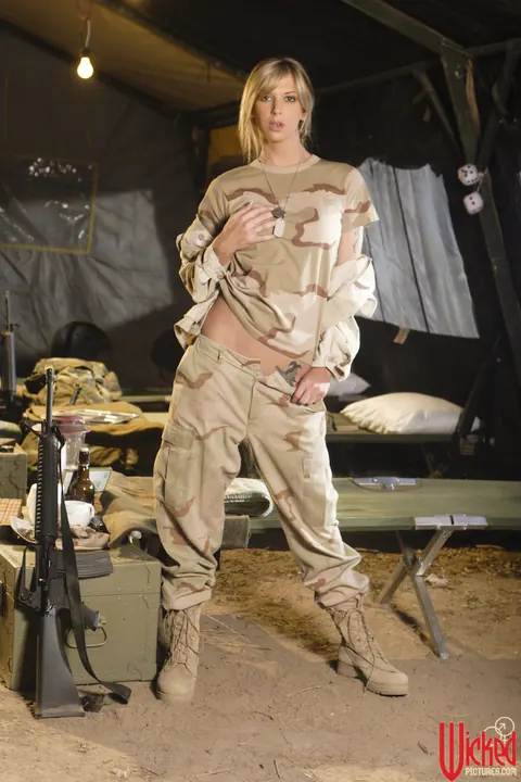 Brooke Banner: Tall Blonde MILF Strips Out of Her Military Uniform and Boots – photo 2 of 20