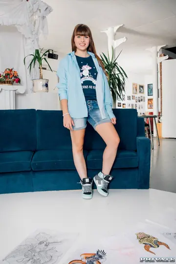 Luna Rival – Petite French Redhead Takes Anal Doggy Style in Shorts