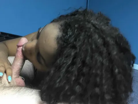 Layla Finesse: Petite Ebony Babe with Big Natural Tits Gives Interracial Blowjob Outdoors – photo 5 of 21