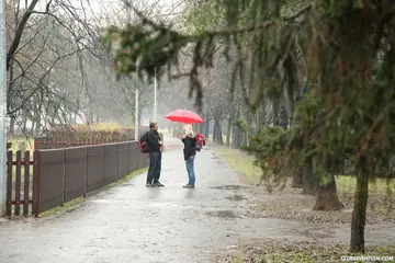 European Blonde Fucks and Gives a Handjob Outdoors