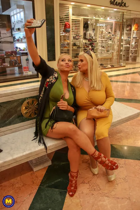 Alexa Blun & Musa Libertina: Busty Latina MILFs Kiss in Dresses Outdoors – photo 16 of 20