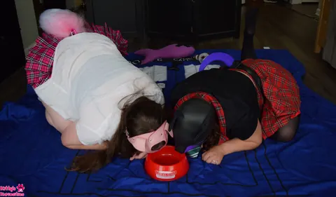 Ayli Katt: Curvy Brunette Lesbian Kisses Partner in Costume and Panties – photo 13 of 15