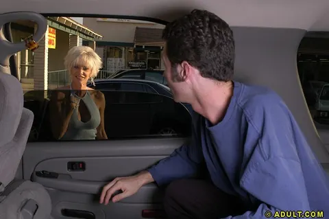 Cara Lott: Busty Blonde MILF Gives a Blowjob in the Car – photo 1 of 16