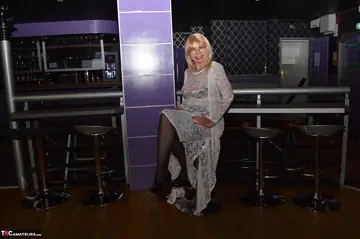 Mature British Blonde Strips Out of Her Lingerie in Sex Cinema