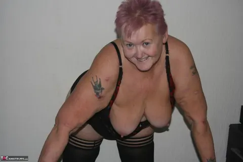 Valgasmic Exposed: Curvy Redhead Strips Off Her Lingerie and Spreads Her Legs in Stockings – photo 13 of 16