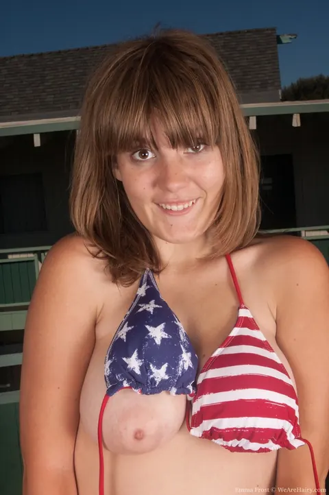 Emma Frost: BBW Brunette Strips Out of Her Bikini to Spread Her Hairy Pussy – photo 8 of 17