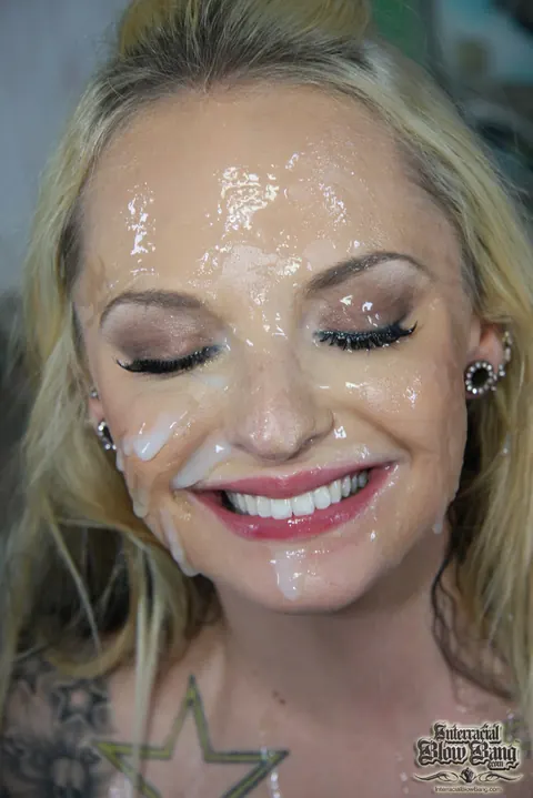 Hooks & Faye Runaway: Mature Petite Blonde in a Skirt Takes Group Facials – photo 21 of 21