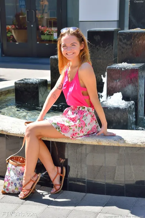 Petite Redhead with Big Tits Masturbates with a Dildo in Public – photo 8 of 20