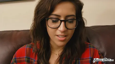 April ONeil: Tattooed Brunette Latina Fucks in Socks and Glasses – photo 1 of 12