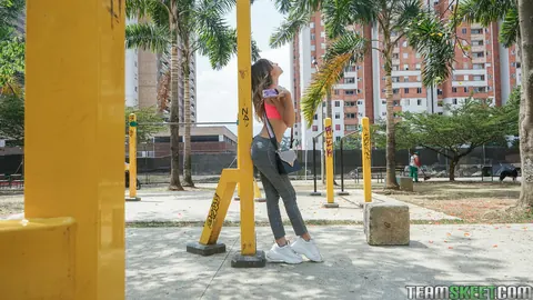 Athletic Latina Flaunts Her Big Tits Outdoors – photo 3 of 17