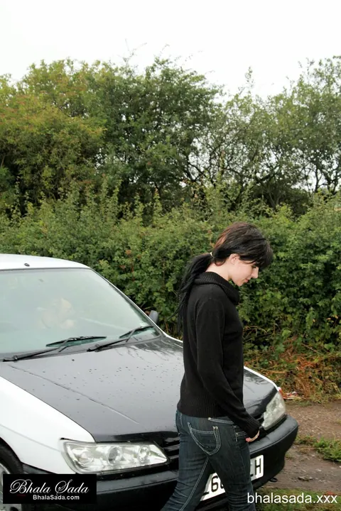 Brunette Indian Woman Strips Out of Her Jeans Outdoors by a Car – photo 10 of 15