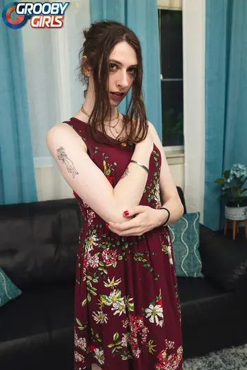 Trans Woman Strips Out of Her Dress to Jerk Her Cock