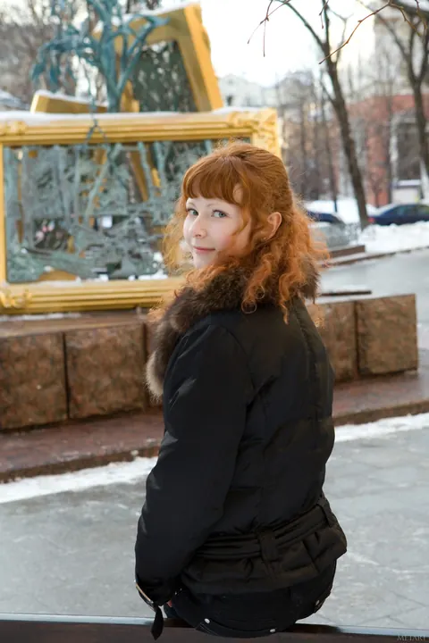Curly Redhead Undresses and Spreads Her Hairy Pussy Outdoors – photo 1 of 21