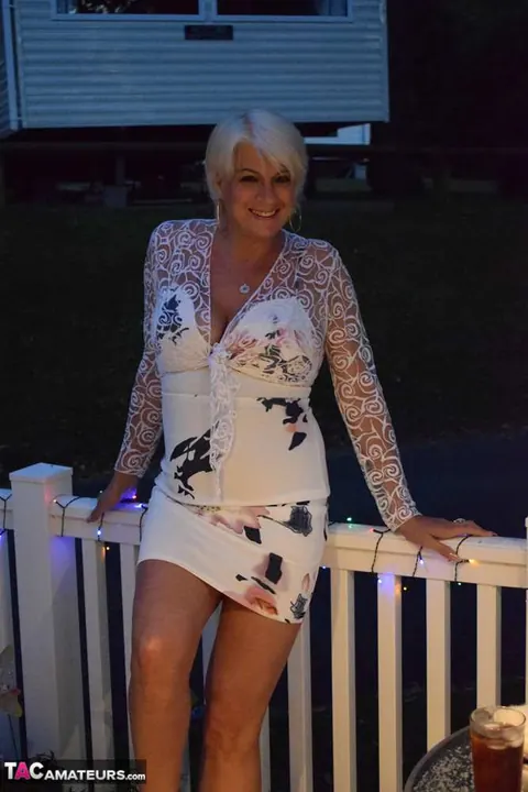 Curvy Blonde MILF Strips Off Her Skirt on the Patio – photo 18 of 20
