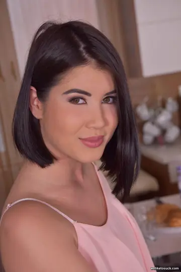 Slim Czech Brunette Sucks Cock in the Kitchen