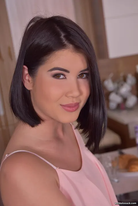 Lady Dee: Slim Czech Brunette Sucks Cock in the Kitchen – photo 1 of 20