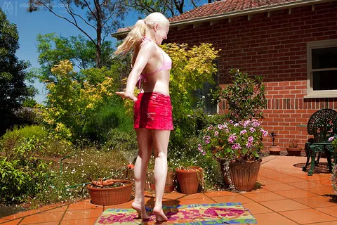 Blonde with Big Natural Tits and Hairy Pussy Spreads Outdoors – photo 5 of 16
