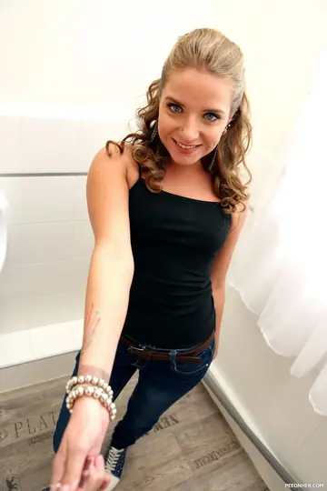 Petite Russian Blonde Takes Anal and Gets Pissed on in the Bathroom