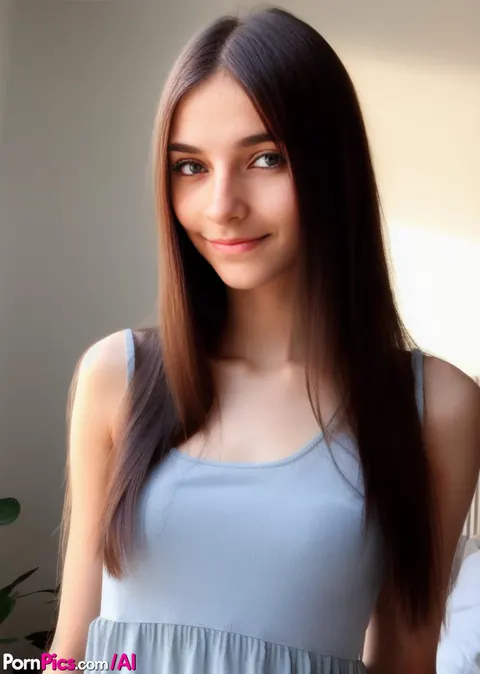 AI-Generated Beauty Undresses and Bares Her Tits in a Dreamy Pose – photo 1 of 10