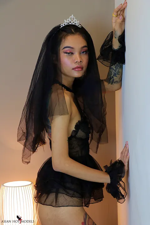 Petite Slim Woman Models Lingerie and Fishnets – photo 13 of 19