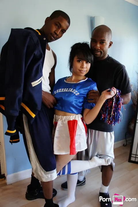 May Lee: Petite Asian Babe in Panties and Socks Spreads for a Threesome – photo 1 of 20