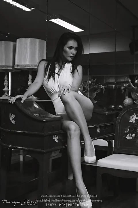 Thick Asian MILF in a White Bikini and Heels Poses – photo 5 of 15