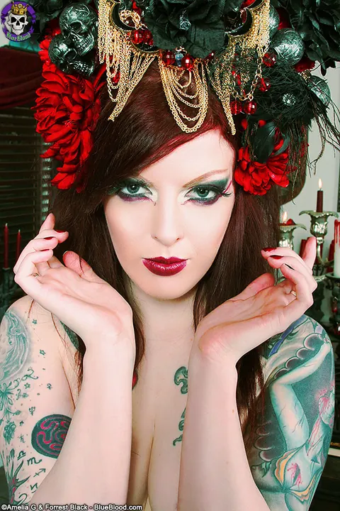 Penny Poison: Inked Redhead in Lingerie Spreads and Flaunts Split Tongue – photo 12 of 15