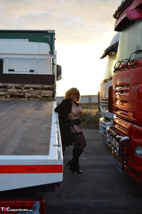 Mature British Redhead Flashes and Spreads Outdoors – photo 8 of 20