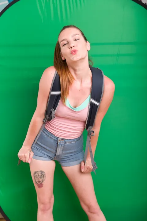 Amanda Hill: Tattooed Brunette Rides a Black Man in Her Shorts – photo 1 of 21