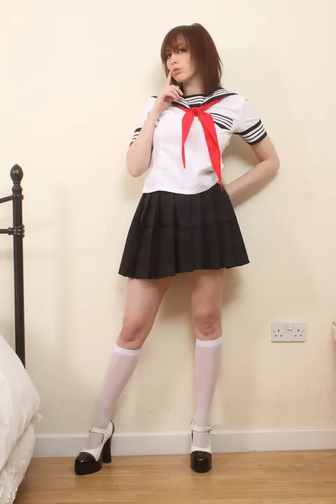 Louisa May: British Brunette Strips Out of Her Uniform and Lingerie – photo 2 of 21