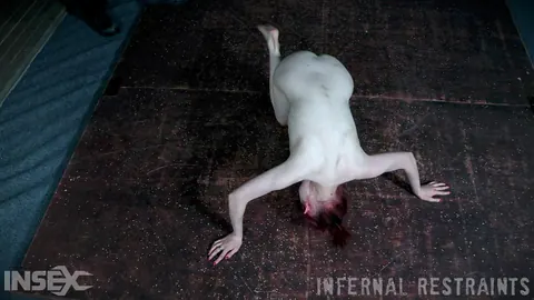 Penny Lay: Thick Redhead in a Skirt Fingers Her Shaved Pussy While Bound in a Dungeon – photo 13 of 14