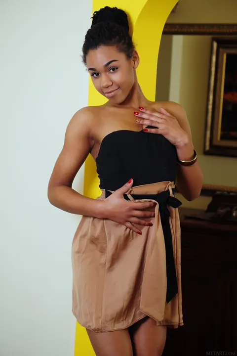 Ebony Brunette Strips Out of Her Skirt and Spreads Her Pussy – photo 1 of 21
