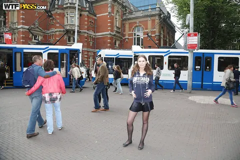 Nadia Bella: Tall European Brunette Flashes Her Big Tits in Public – photo 6 of 16