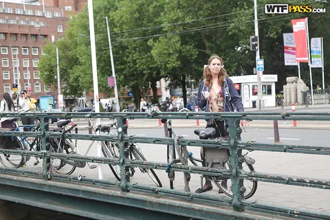 Nadia Bella: Tall European Brunette Flashes Her Big Tits in Public – photo 12 of 16