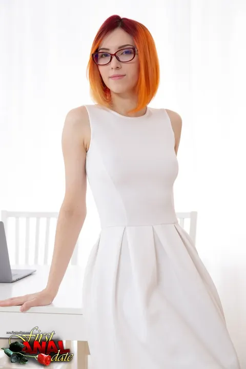 Elin Dane: Petite Redhead in Glasses Takes Anal and a Facial – photo 1 of 21