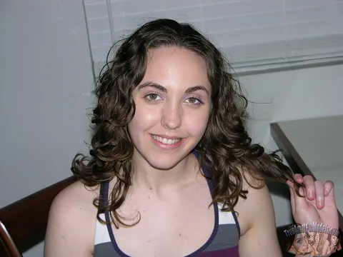 PAWG Brunette Strips and Spreads in the Bathroom – photo 3 of 16