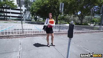 Brunette Sucks Cock and Fucks Outdoors After Hitchhiking