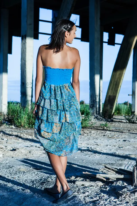 Tall Skinny Brunette Strips Out of Her Dress Outdoors – photo 1 of 21