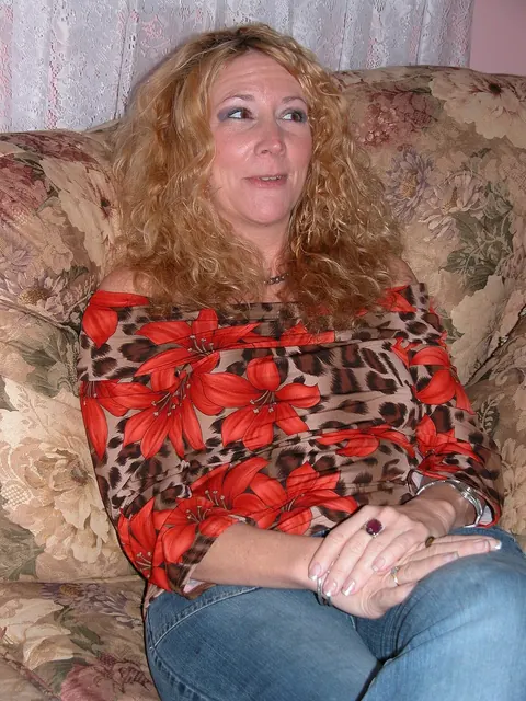 Curly Blonde MILF Strips Out of Her Jeans and Spreads – photo 3 of 20