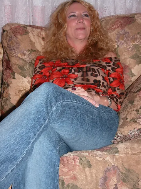 Curly Blonde MILF Strips Out of Her Jeans and Spreads – photo 7 of 20