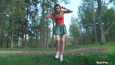 Diana Sweet: Brunette Lifts Her Skirt and Pees Over a Drainage Pipe – photo 4 of 15
