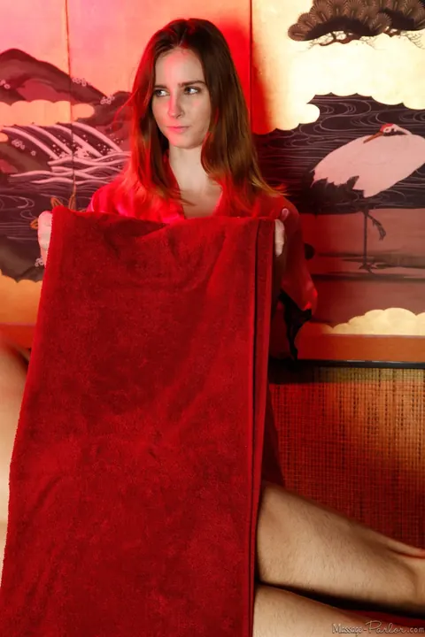 Jay Taylor: Skinny Redhead Doffs Her Robe for a Handjob and a Blowjob – photo 8 of 17