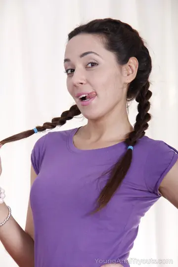 Thick European Brunette in Pigtails Takes Anal and Swallows