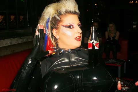 Tattooed PAWG in Latex and Heels Poses with a Coke – photo 2 of 15