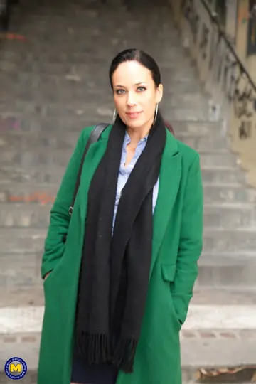 Adeline Lafouine – European Brunette MILF Poses in a Dress and Heels Outdoors