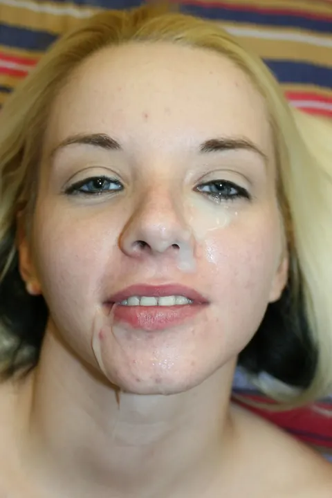 Slim Blonde with Tattoos and Piercings Takes a Facial – photo 5 of 11