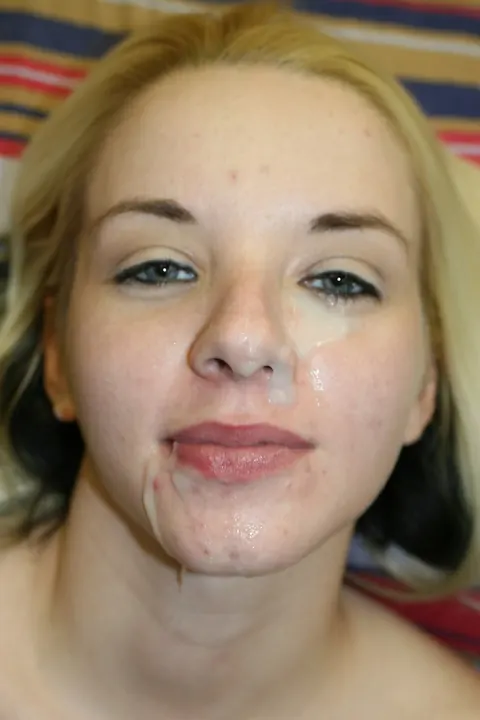 Slim Blonde with Tattoos and Piercings Takes a Facial – photo 6 of 11